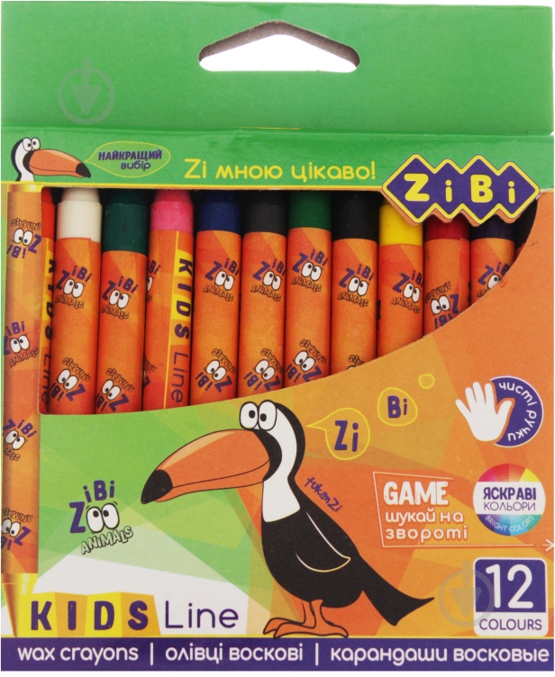 Карандаши восковые Kids Line, 12 шт. ZiBi - фото 1