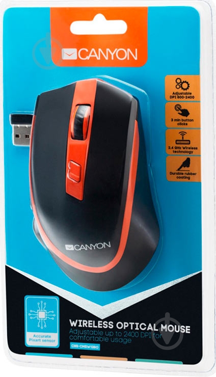 Мышка Canyon CNS-CMSW13BO black/orange - фото 4