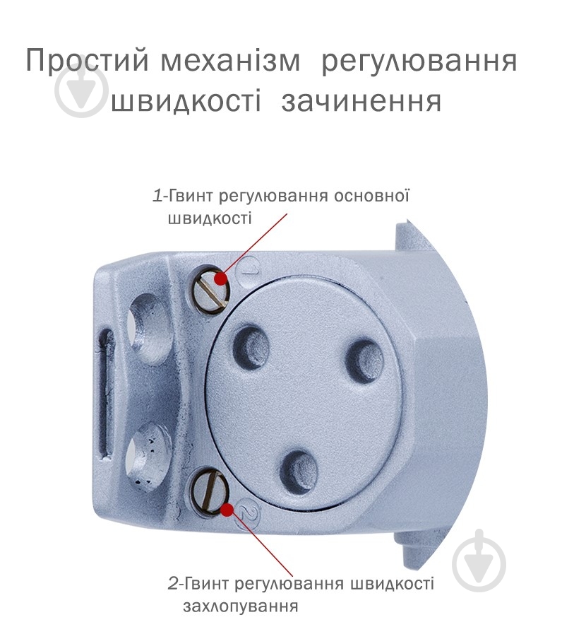 Доводчик дверний RYOBI DS-1554P PRL_HO з фіксацією сірий 60 кг - фото 3