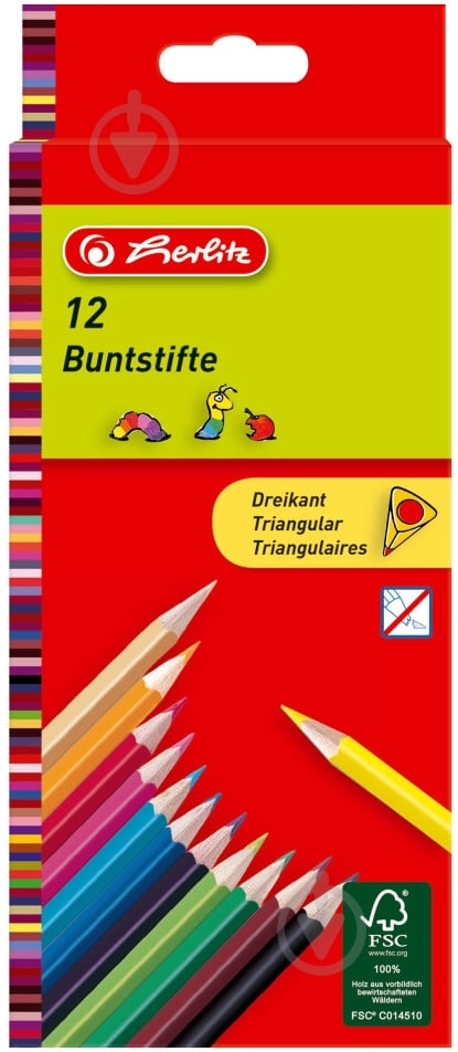 Карандаши цветные Triangular 10412021, 12 шт. Herlitz - фото 1