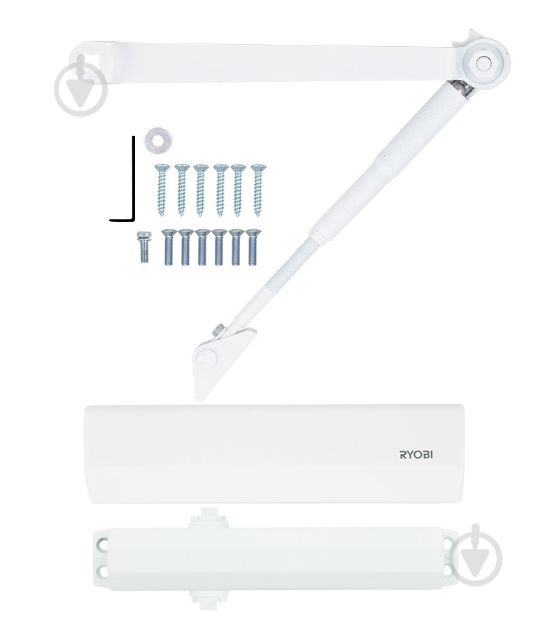 Доводчик дверной RYOBI DS-2055V BC STD_HO с фиксацией и ветровым тормозом белый 100 кг - фото 6