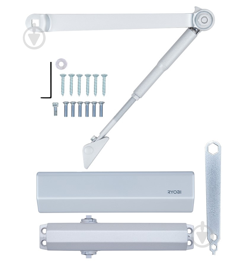 Доводчик дверний RYOBI DS-2055V BC STD_HO з фіксацією і вітровим гальмом сірий 100 кг - фото 3
