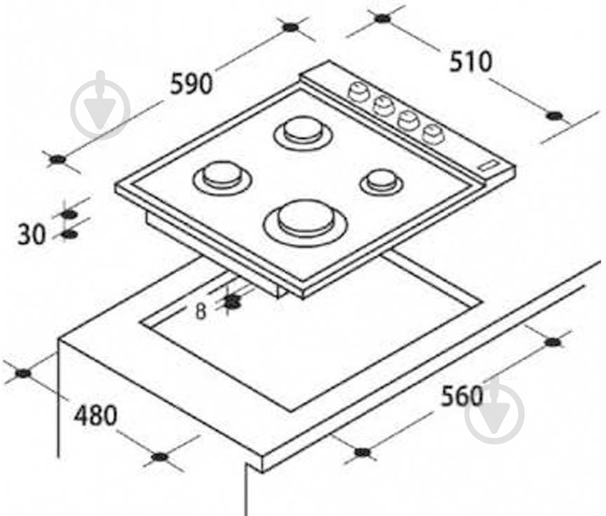 Варочная поверхность газовая Candy CHW6BRX - фото 2 Варочная поверхность газовая Candy CHW6BRX - фото 2