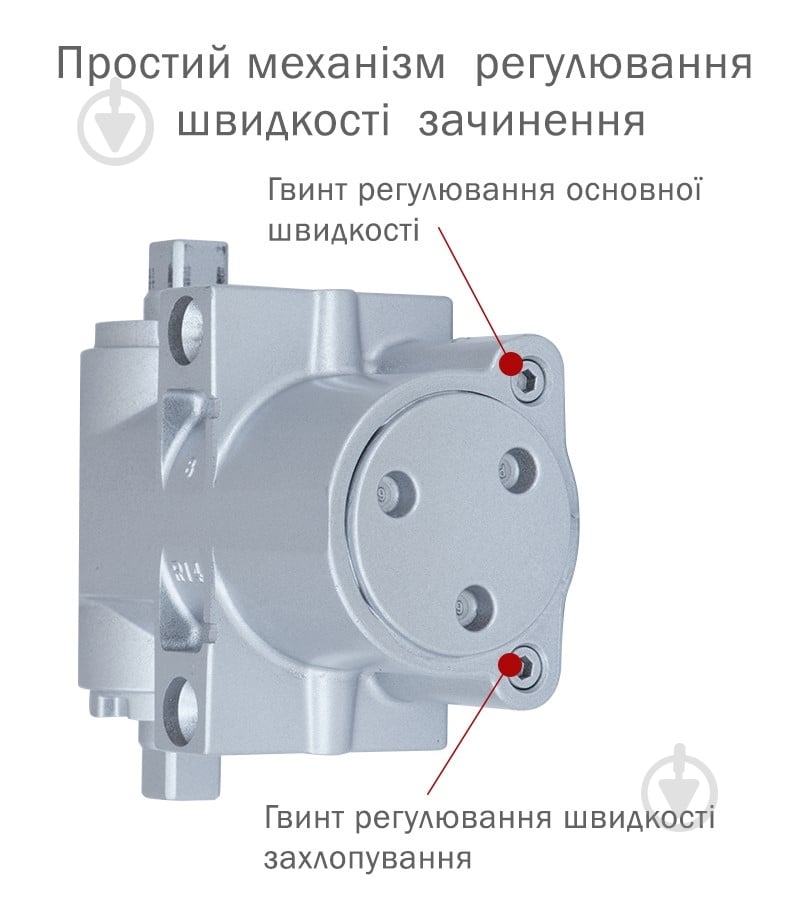 Доводчик дверной RYOBI D-4550 BC/DA UNIV с ветровым тормозом и тормозом закрывания серый 200 кг - фото 4