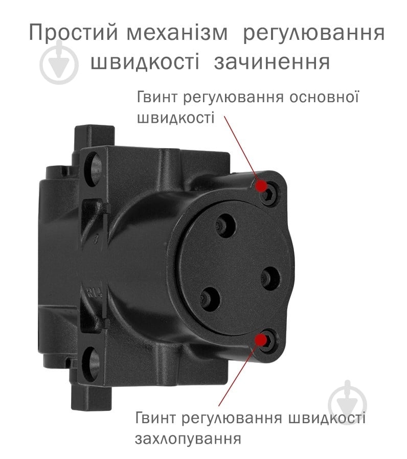 Доводчик дверной RYOBI DS-4550 BC/DA STD_HO с фиксацией, ветровым тормозом, тормозом закрывания черный 200 кг - фото 2