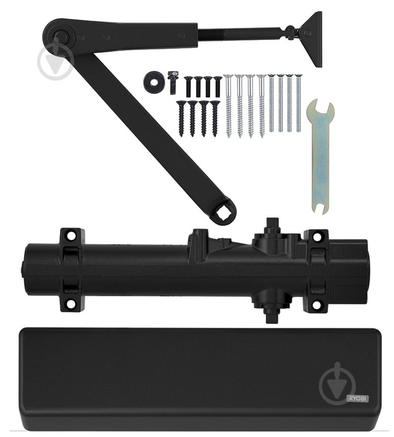 Доводчик дверной RYOBI DS-4550 BC/DA STD_HO с фиксацией, ветровым тормозом, тормозом закрывания черный 200 кг - фото 6