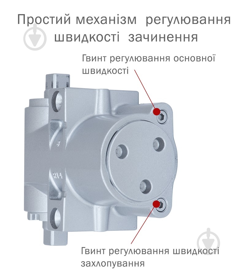 Доводчик дверной RYOBI DS-4550 BC/DA STD_HO с фиксацией, ветровым тормозом, тормозом закрывания серый 200 кг - фото 3