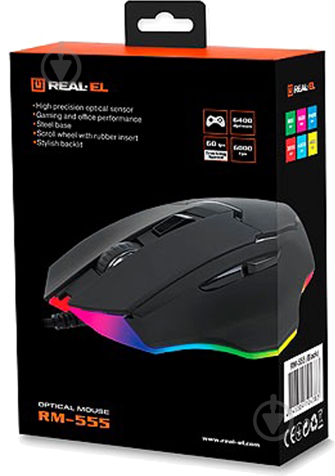 Мышка Real-el RM-555 Black USB (EL123200032) - фото 11 Мышка Real-el RM-555 Black USB (EL123200032) - фото 11