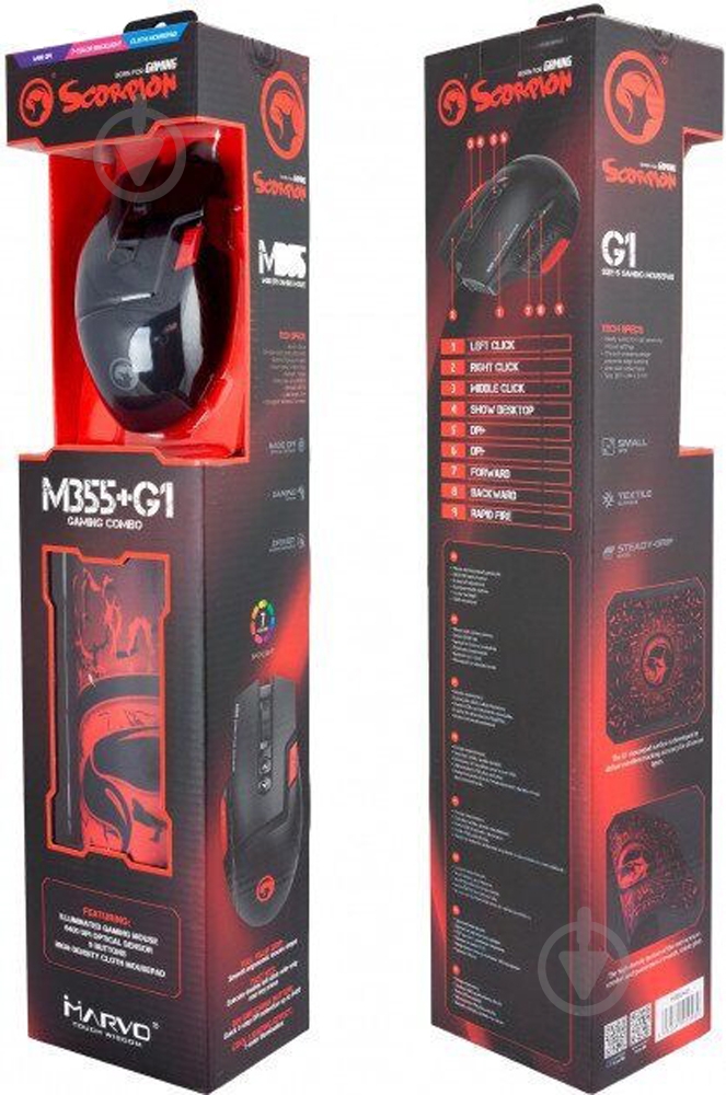 Мышка Marvo M355 7 colors-LED Black + коврик G1 - фото 4