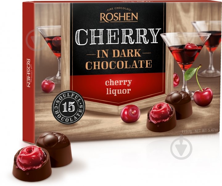 Шоколадные конфеты Roshen вишня с вишневым ликером 155 г (4823077625145) - фото 2
