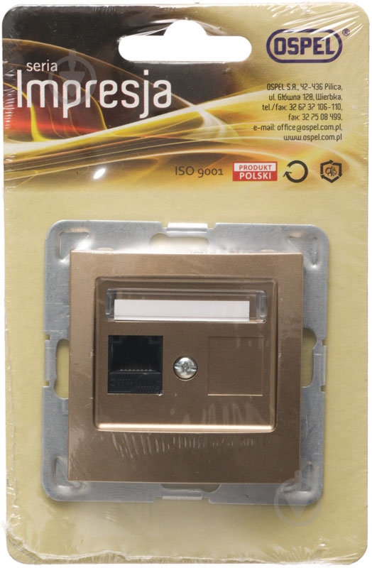 Розетка компьютерная Ospel Impresja kat. 5e Krone золотой - фото 4