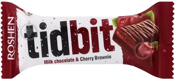 Шоколад Roshen молочный TIDBIT с начинкой со вкусом Вишневый Брауни 50 г - фото 1