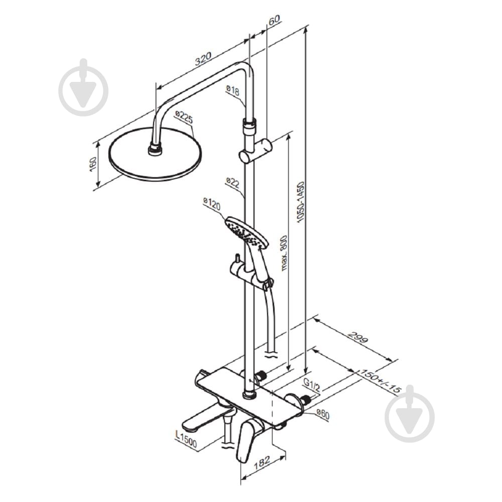 Душевая система Damixa Jupiter 977730300 - фото 6