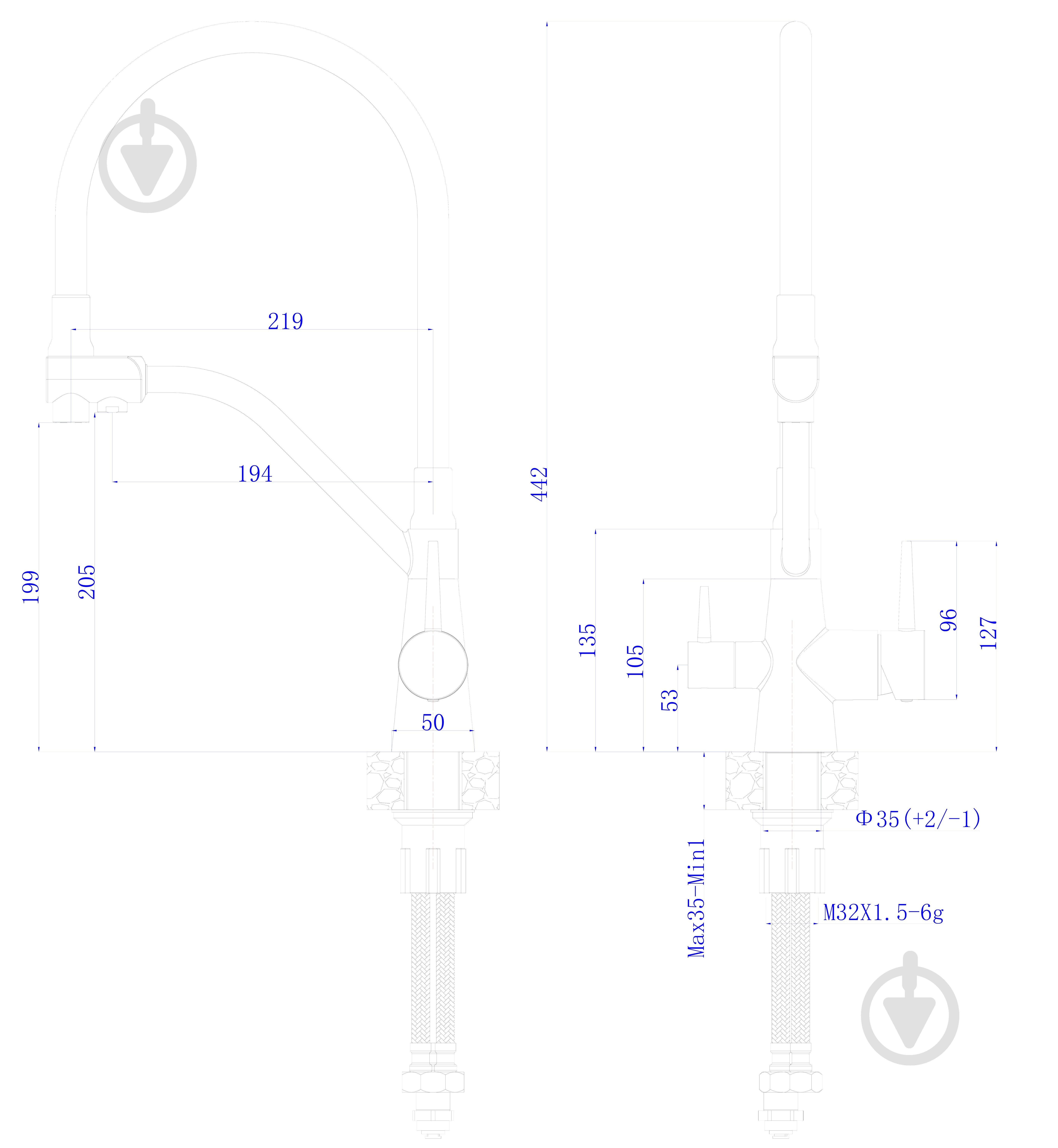 Смеситель для кухни ScandiSPA с гибким изливом и подключением к фильтру нержавеющая сталь - фото 8