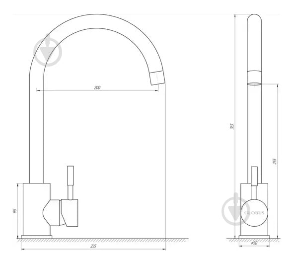 Смеситель для кухни Globus Lux ALPEN SUS-203S-BB - фото 5 Смеситель для кухни Globus Lux ALPEN SUS-203S-BB - фото 5