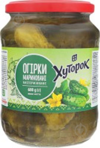 Огурцы Хуторок маринованые 680 г - фото 1