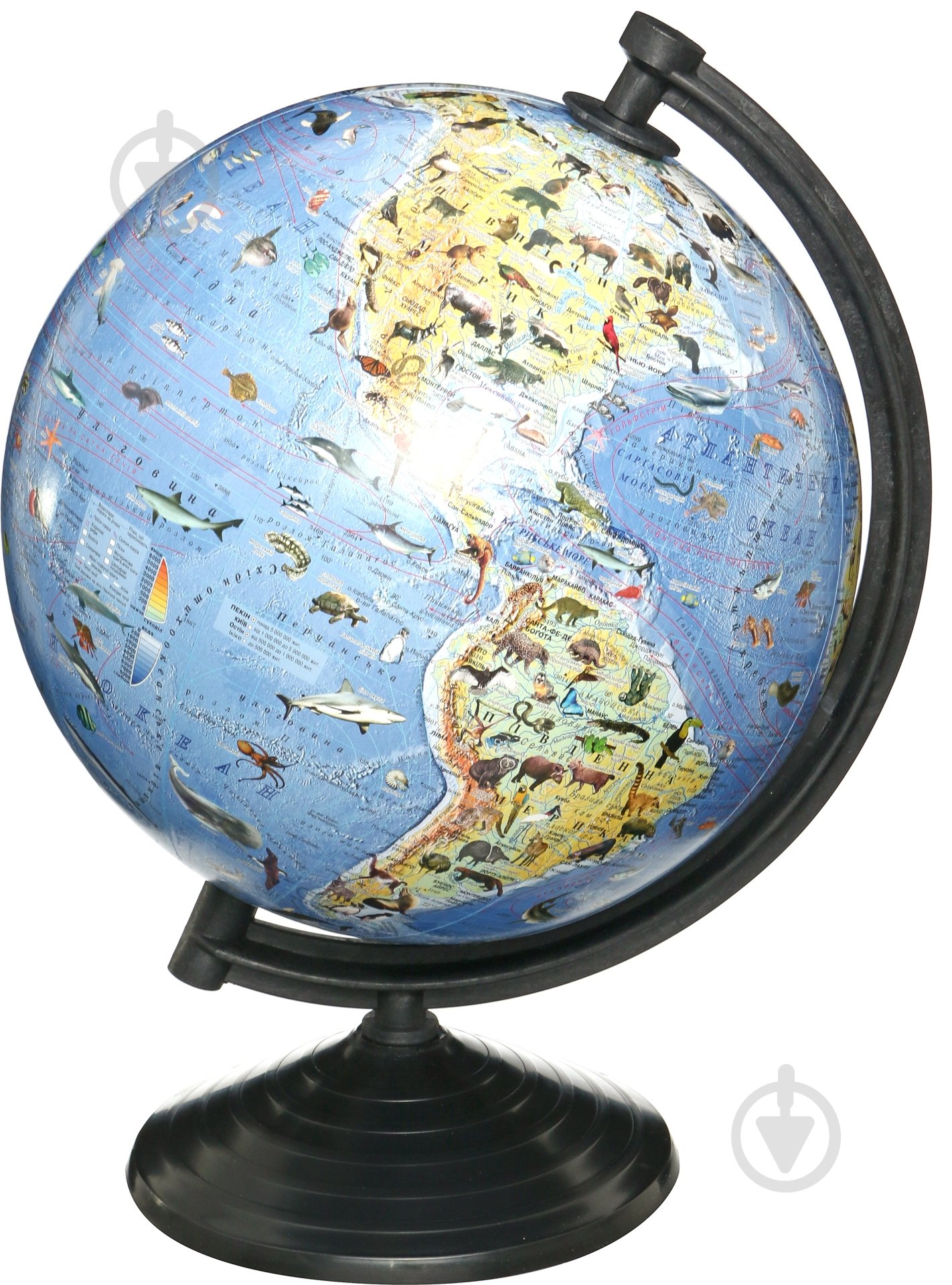 Глобус физический с животными 26 см Інститут передових технологій - фото 1