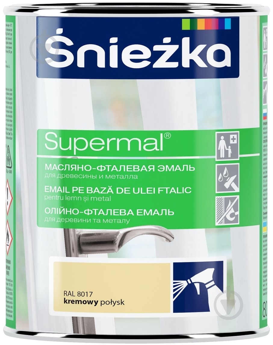 Емаль Sniezka олійно-фталева Supermal кремовий глянець 0,8 л - фото 1