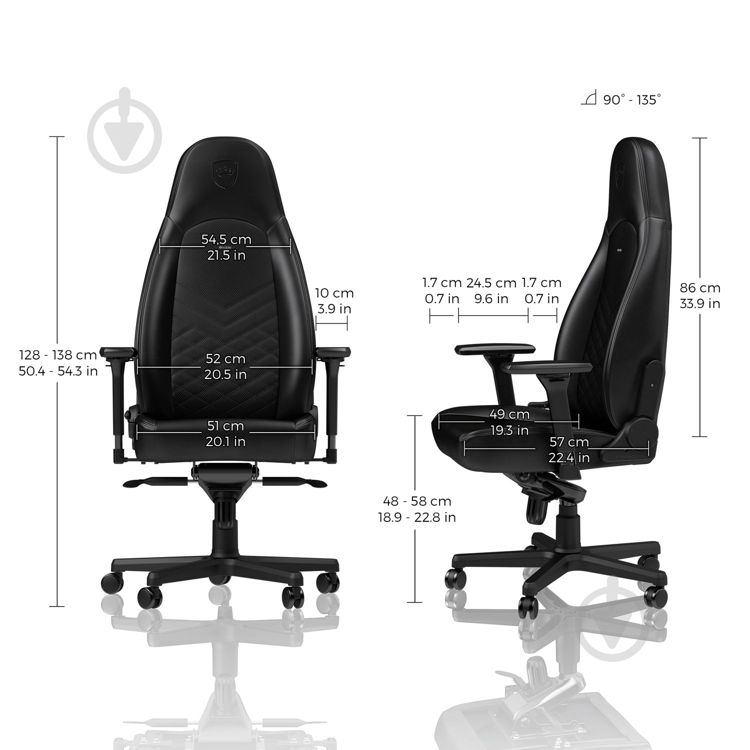 Крісло ігрове Noblechairs ICON чорний - фото 4