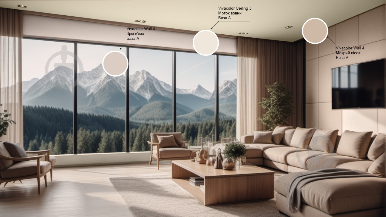 Краска интерьерная водоэмульсионная Vivacolor Ceiling 3 AP мат Моток шерсти F467 2,7 л - фото 3