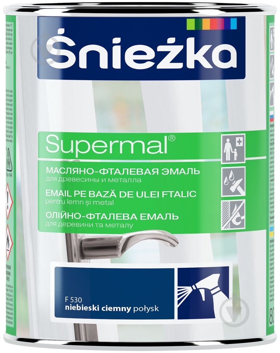 Емаль Sniezka олійно-фталева Supermal темно-синій глянець 0,8 л - фото 1
