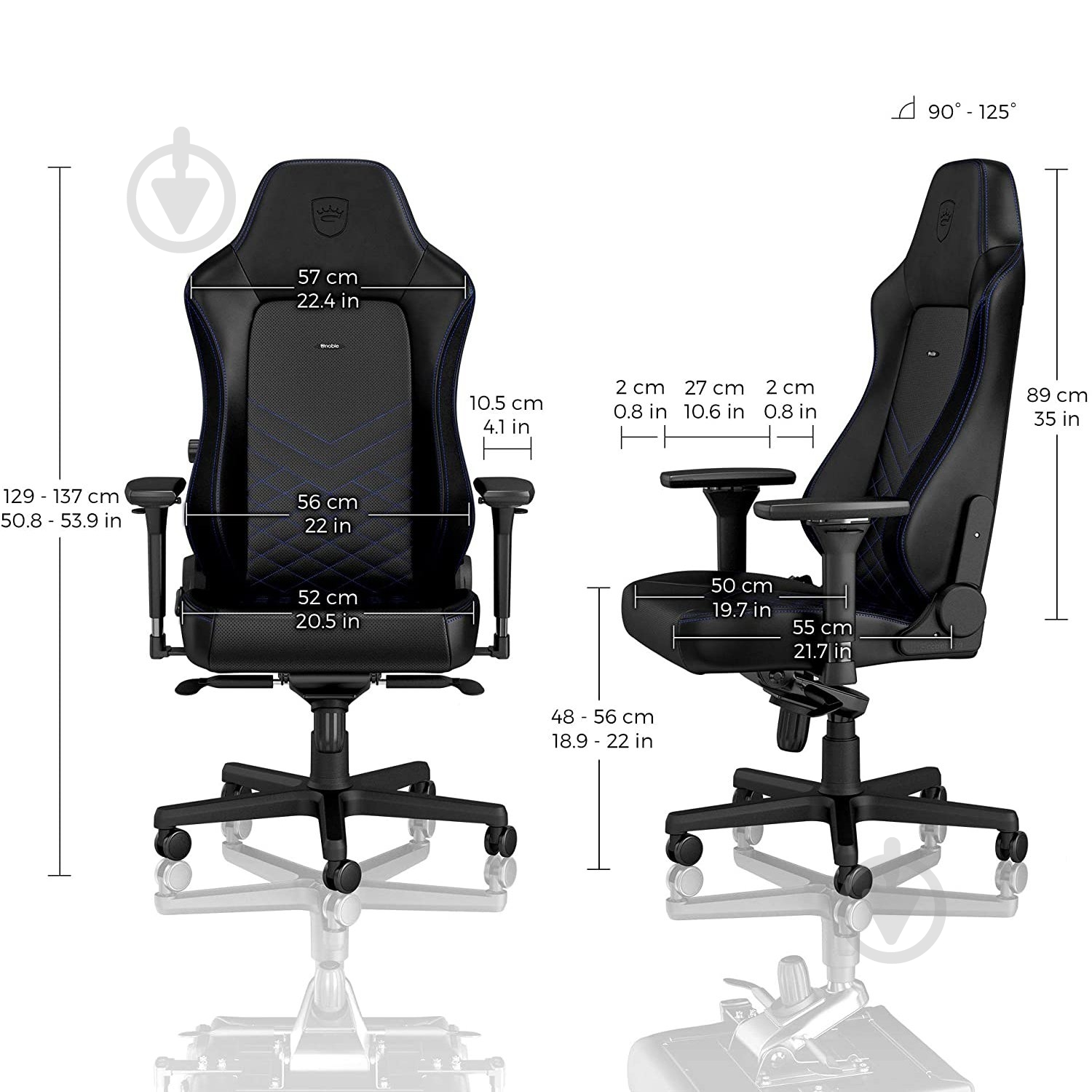 Кресло игровое Noblechairs HERO черно-синий - фото 8