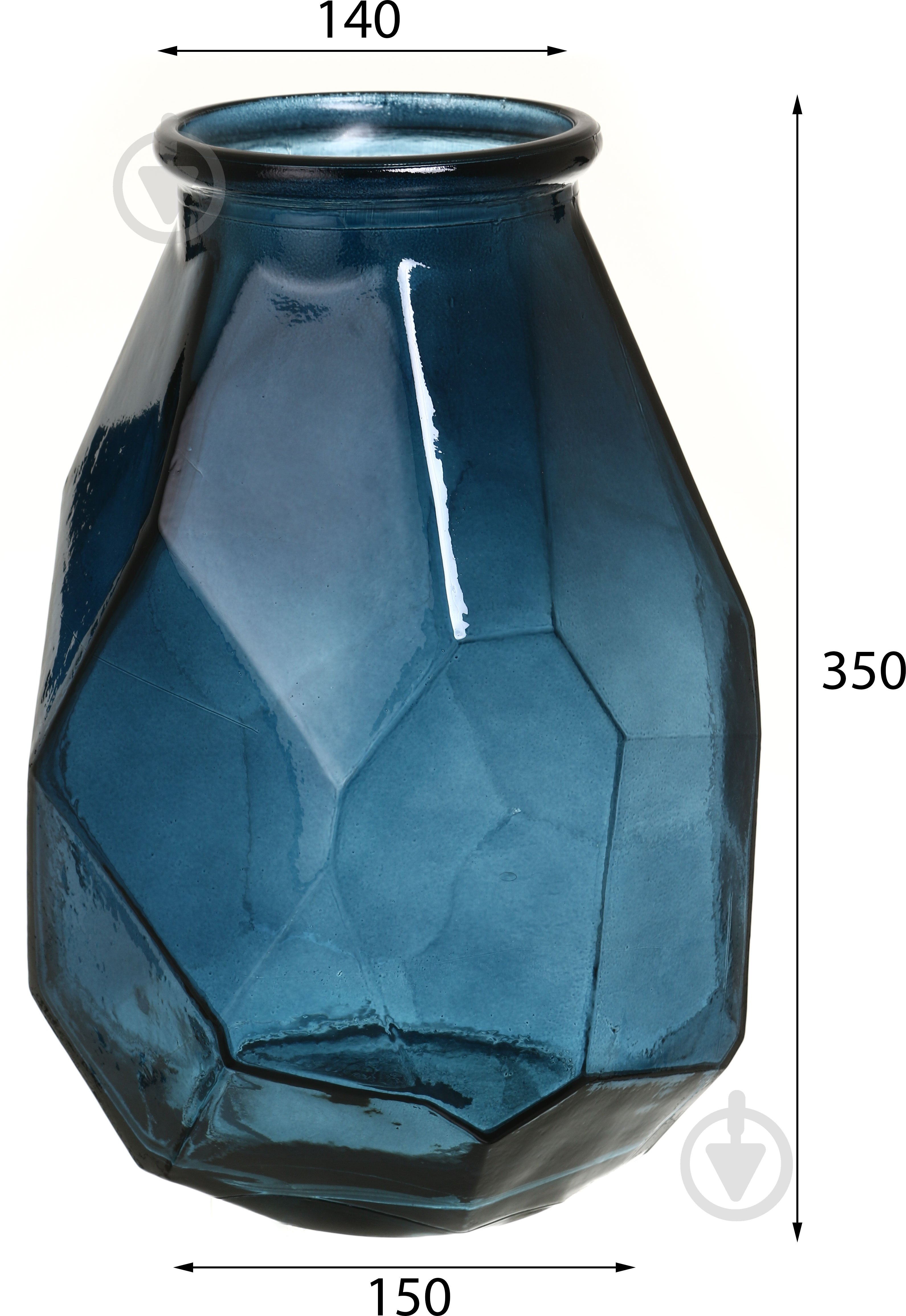 Ваза скляна San Miguel Hurricane Origami 35 см темно-синя 5903DB605 - фото 3