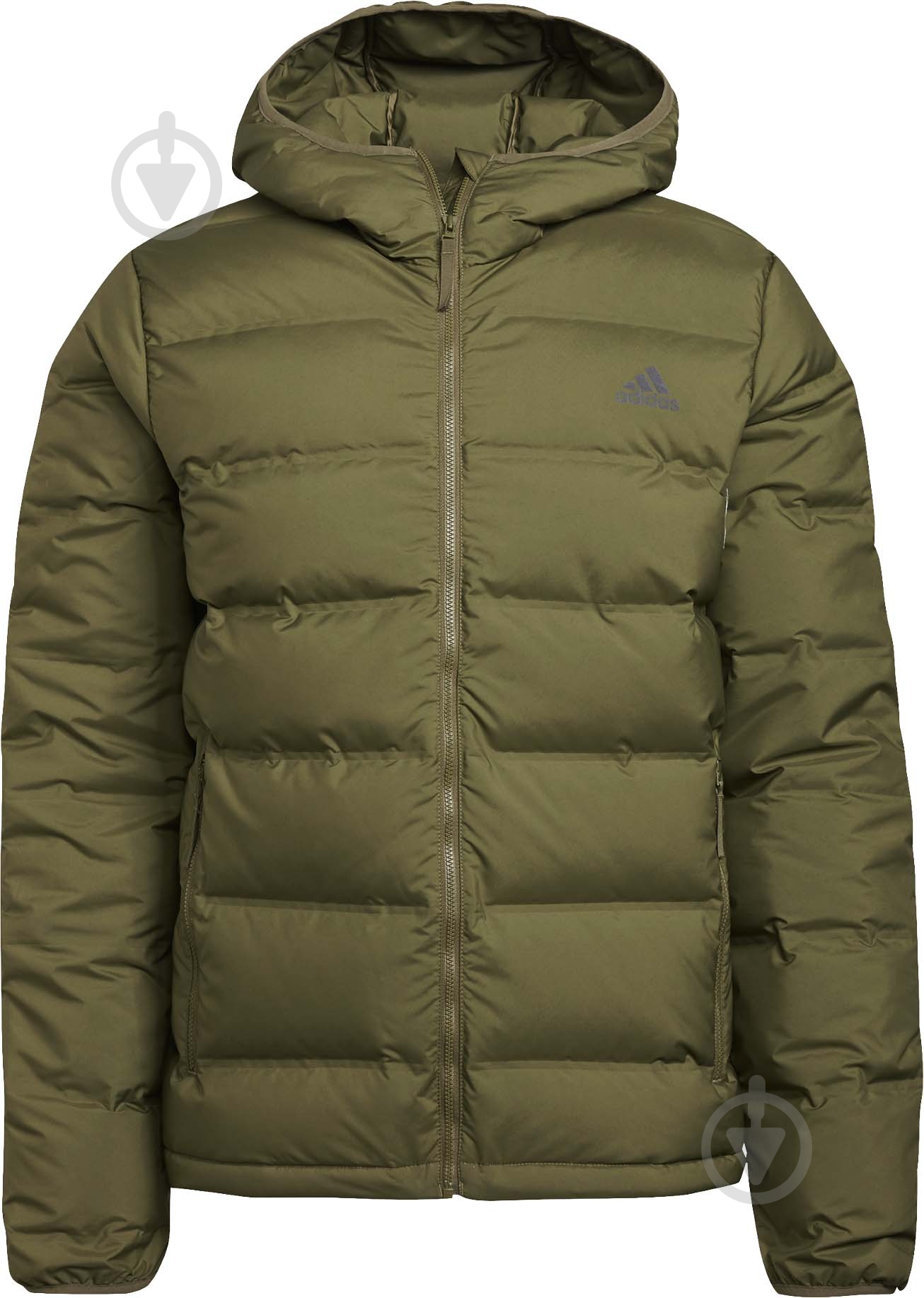 Пуховик чоловічий Adidas Helionic Ho Jkt GU3954 р.S оливковий - фото 1 Пуховик чоловічий Adidas Helionic Ho Jkt GU3954 р.S оливковий - фото 1