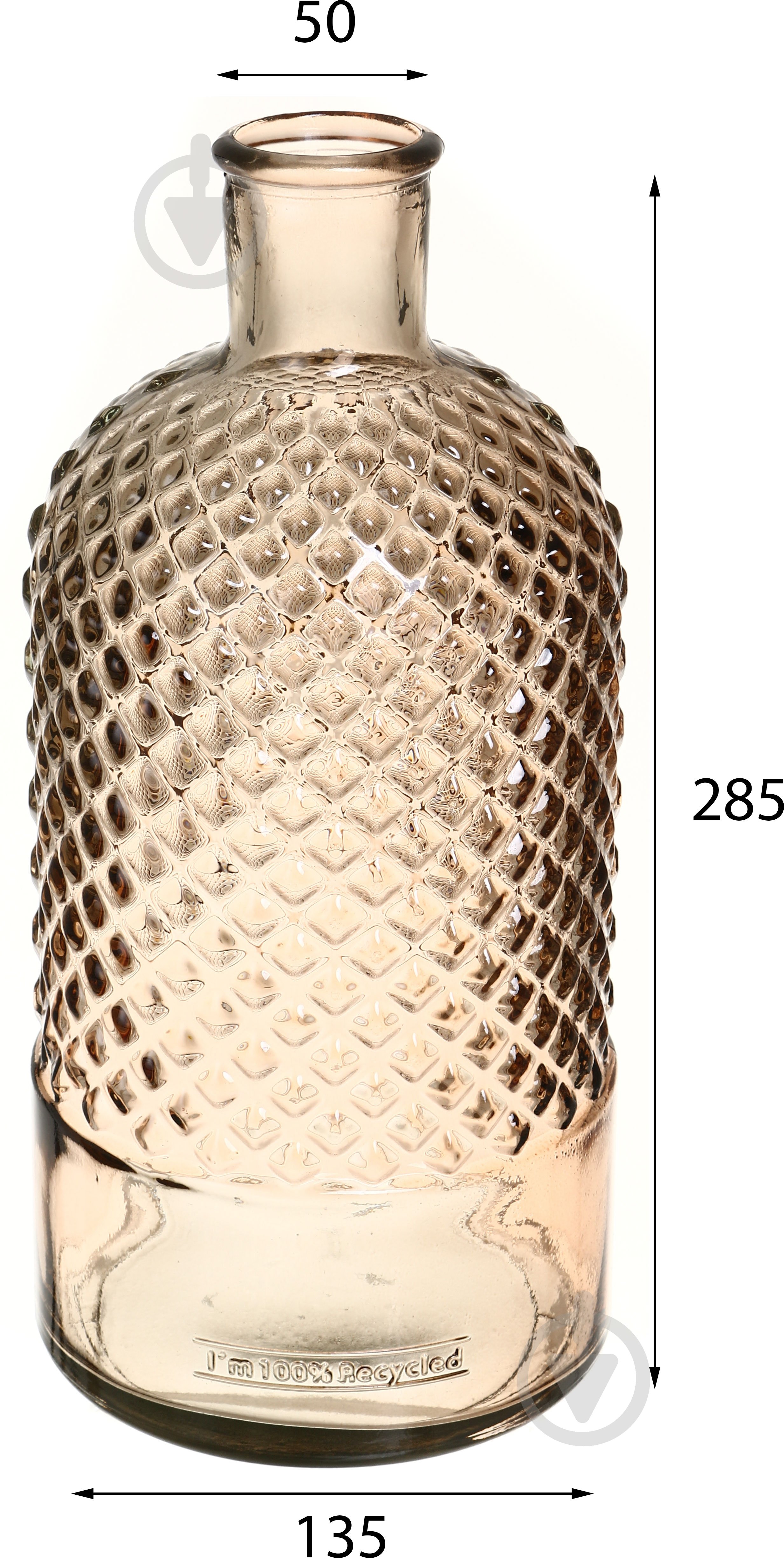 Ваза скляна San Miguel Retro Diamante 28 см кориця 5988DB04 - фото 3
