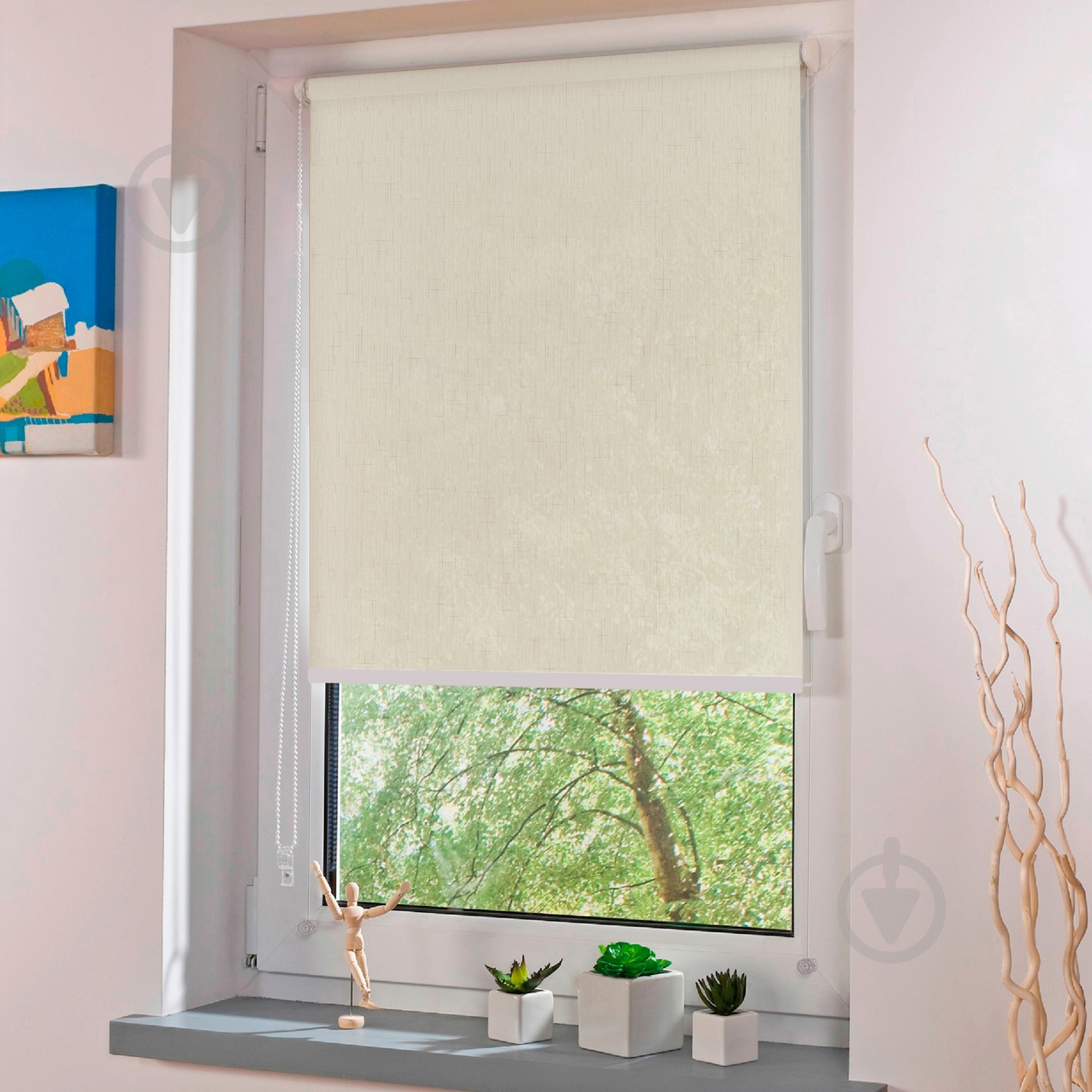 Ролета мини Rollotex LEN с фиксацией под наклон бежевая 57x210 см - фото 2