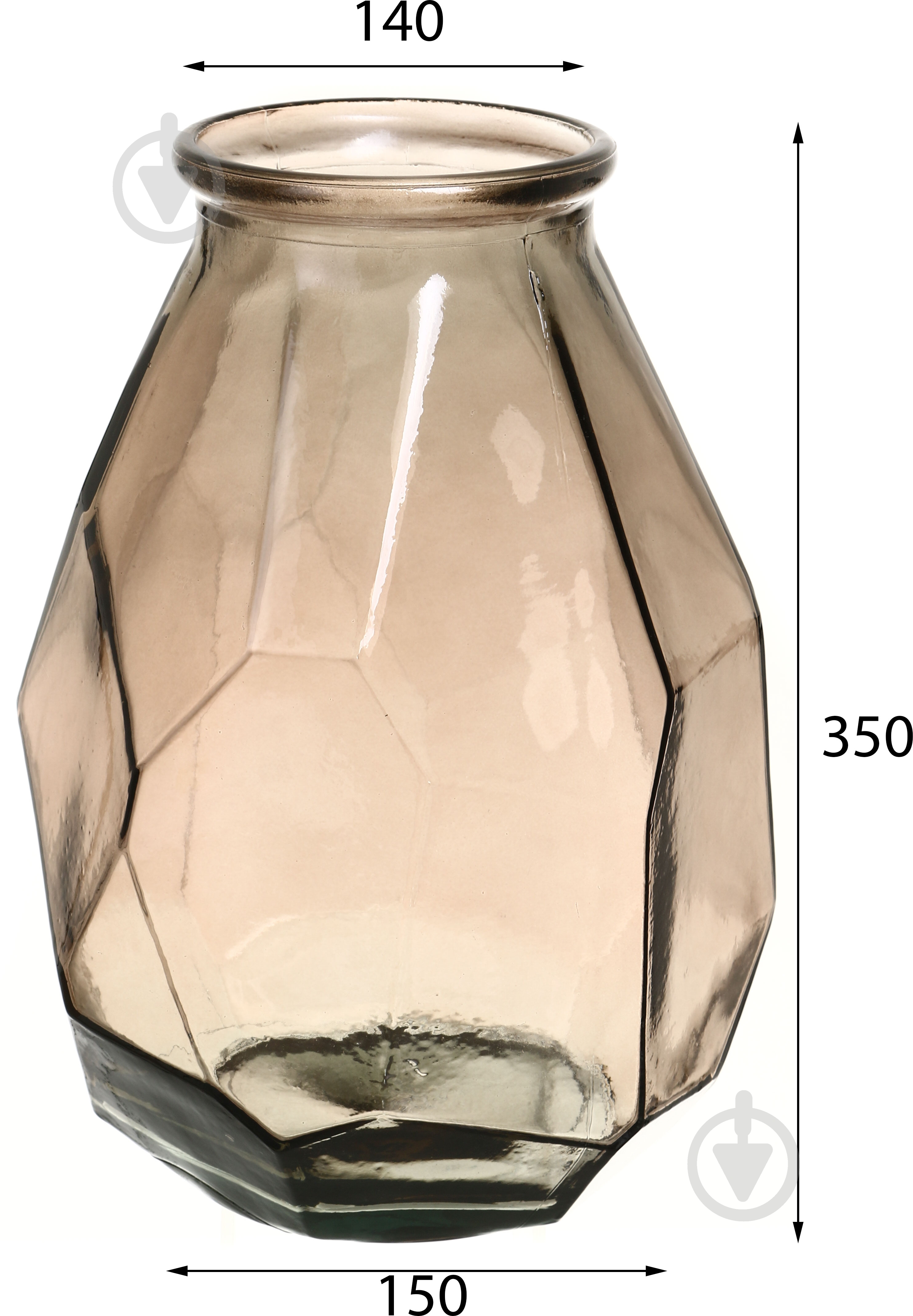 Ваза скляна San Miguel Hurricane Origami 35 см кунжут 5903DB400 - фото 3