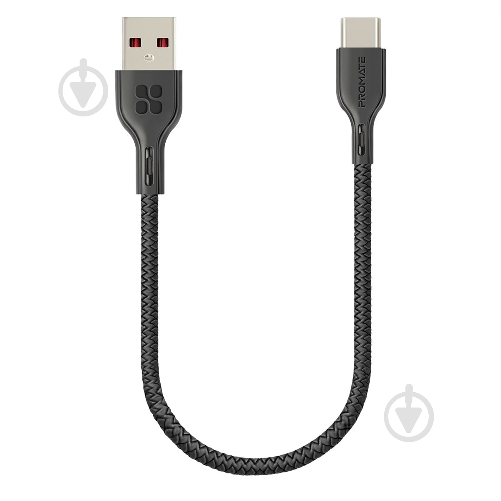 Кабель Promate PowerBeam-25C USB-USB Type-C 3А 0,25 м черный (powerbeam-25c.black) - фото 1