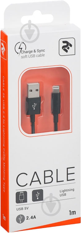 Кабель 2E Lightning – USB 1 м черный (2E-CCLAB-BL) - фото 3