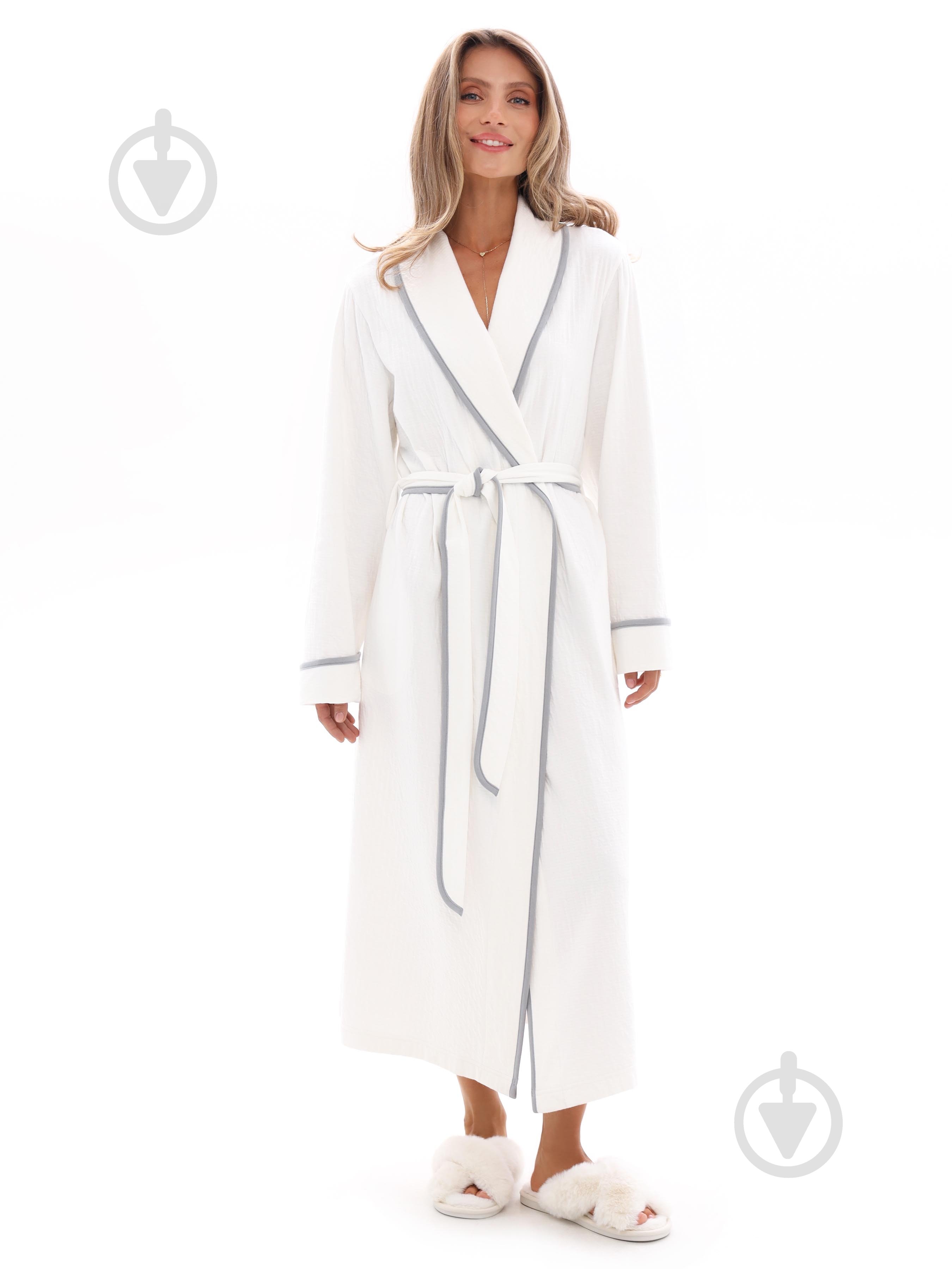 Халат женский German Volf с серым кантом р. S белый 25080 - фото 1 Халат женский German Volf с серым кантом р. S белый 25080 - фото 1