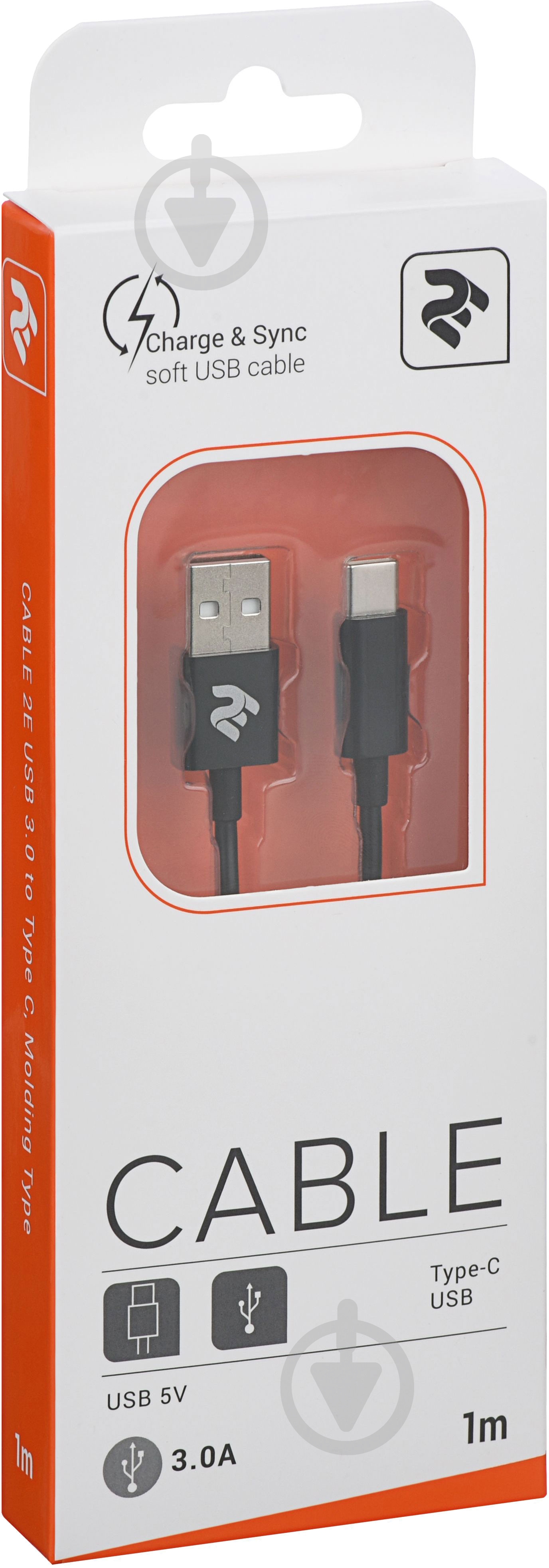 Кабель 2E USB Type-C – USB 3.0 1 м черный (2E-CCTAB-BL) Molding Type - фото 3 Кабель 2E USB Type-C – USB 3.0 1 м черный (2E-CCTAB-BL) Molding Type - фото 3