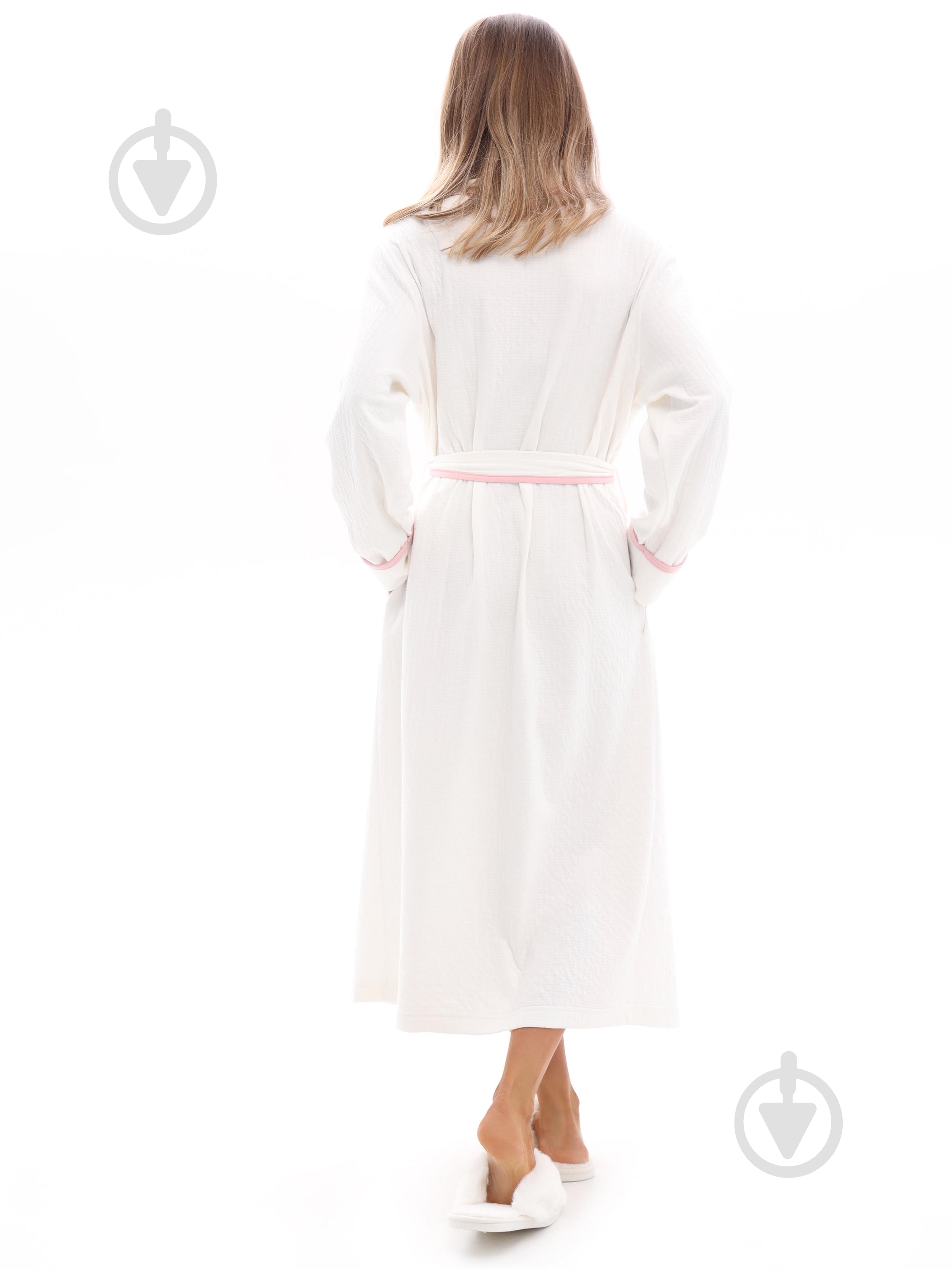 Халат женский German Volf с розовым кантом р. L белый 25079 - фото 2 Халат женский German Volf с розовым кантом р. L белый 25079 - фото 2