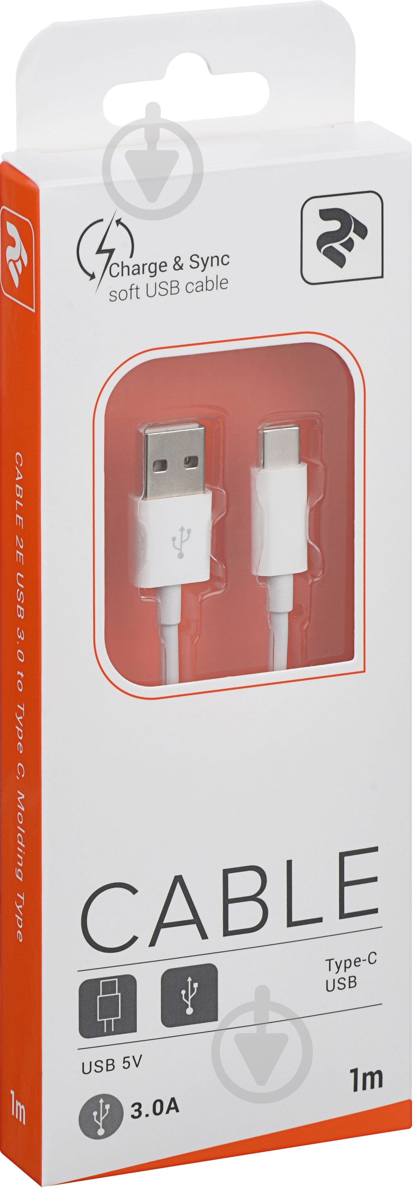 Кабель 2E USB Type-C – USB 3.0 1 м білий (2E-CCTAB-WT) Molding Type - фото 3