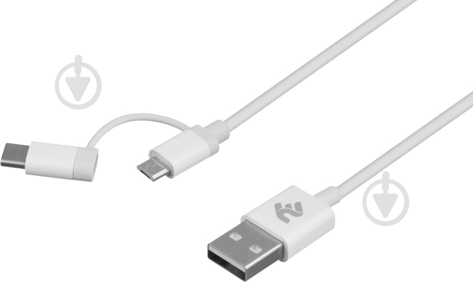 Кабель 2E USB – microUSB + USB Type C 1 м белый (2E-CCMTAB-WT) 2 in 1 - фото 2 Кабель 2E USB – microUSB + USB Type C 1 м белый (2E-CCMTAB-WT) 2 in 1 - фото 2