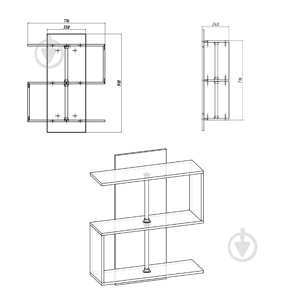 Полка Компанит П-8 716x910 мм венге - фото 2