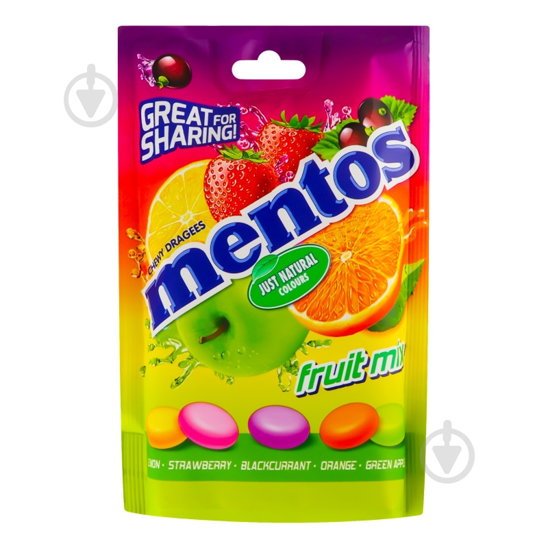 Драже жувальні Mentos Fruit mix 140 г - фото 1 Драже жувальні Mentos Fruit mix 140 г - фото 1
