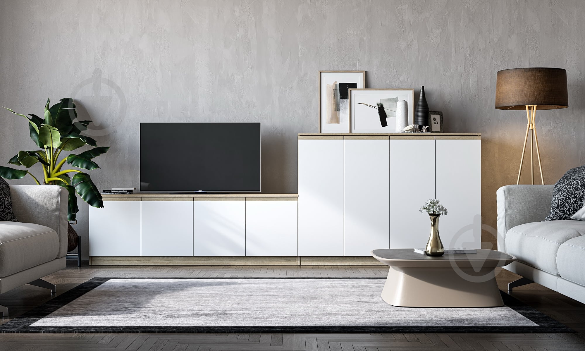 Комод Грейд Эстер 4д 1400x1010x442 мм дуб сонома/белый - фото 3