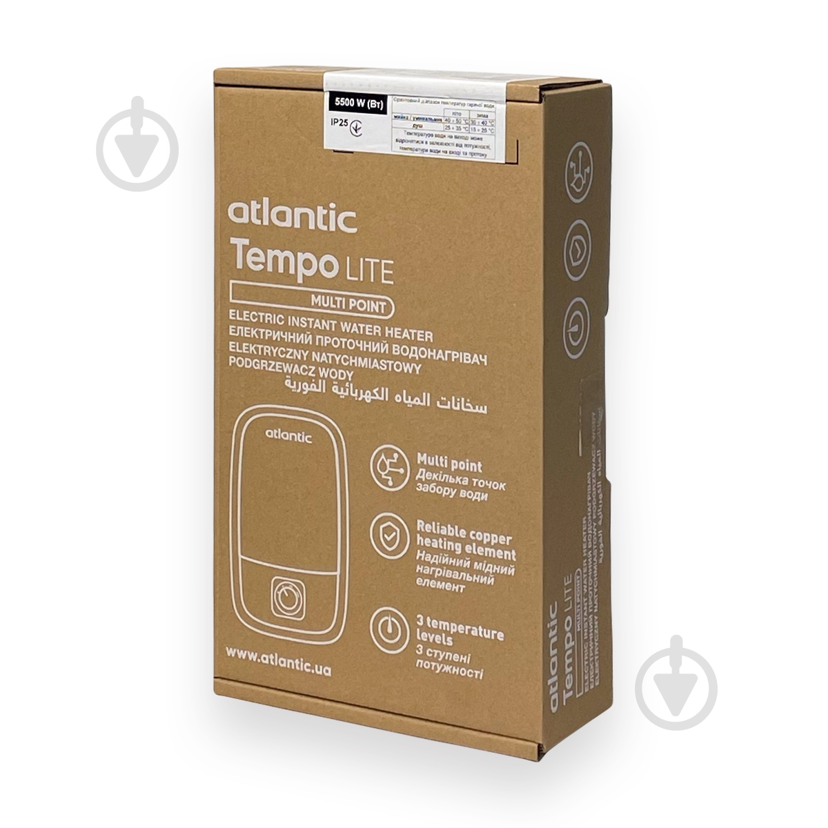 Електроводонагрівач проточний Atlantic Tempo Lite Multi IECI-SW2C55 MP 5.5 kW - фото 5 Електроводонагрівач проточний Atlantic Tempo Lite Multi IECI-SW2C55 MP 5.5 kW - фото 5