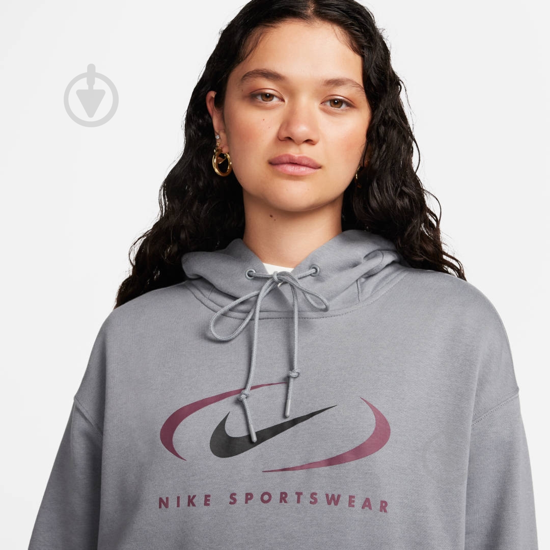 Джемпер Nike W NSW FLC OS PO HDY SWSH FN7698-084 р.M сірий - фото 6 Джемпер Nike W NSW FLC OS PO HDY SWSH FN7698-084 р.M сірий - фото 6