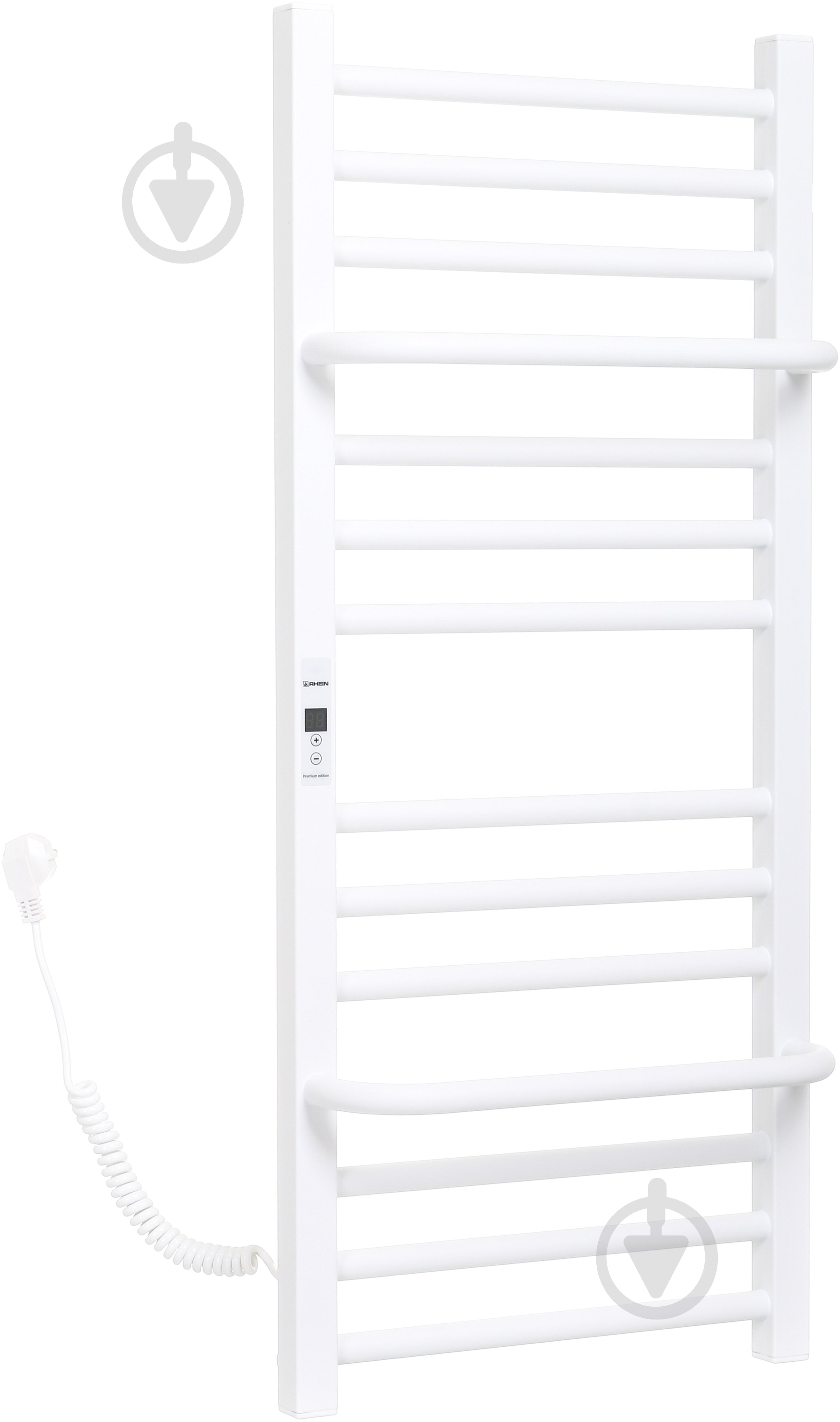 Рушникосушарка електрична Rhein Simple S14 370 х 900 E L PE/MAT RAL9003 White 180W - фото 1