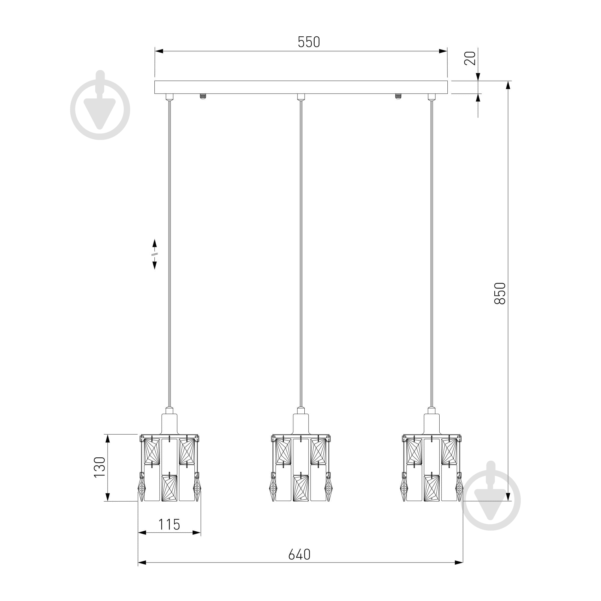 Подвес Strotskis Scoppio 3x60 Вт E14 хром 50101/3 (хром) - фото 4