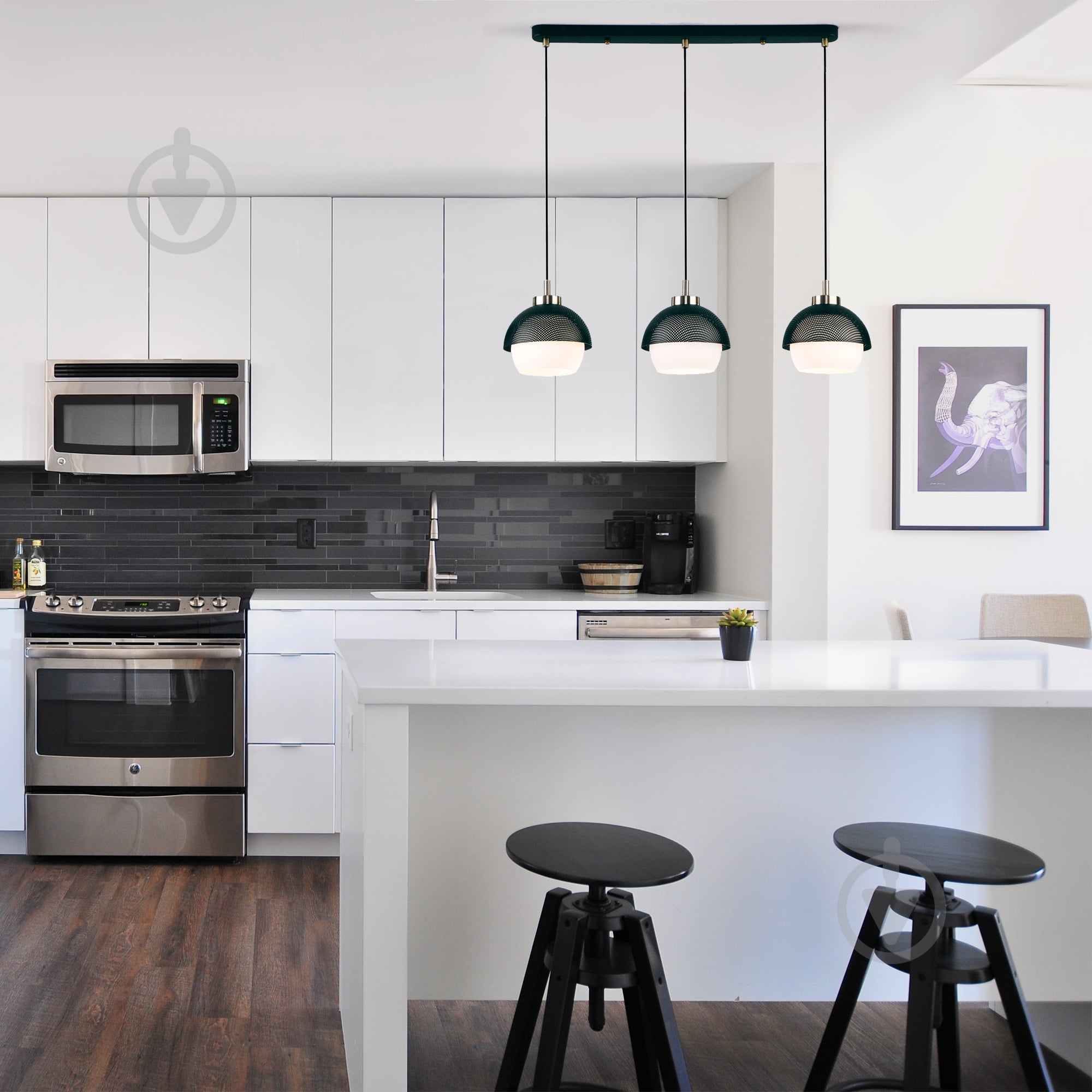 Підвіс Strotskis Nocciola 3x60 Вт E27 біло-чорний 50106/3 (бронза) - фото 5