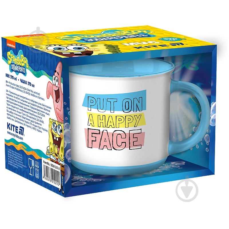 Чашка KITE 370 мл SpongeBob SB25-217-2 - фото 1 Чашка KITE 370 мл SpongeBob SB25-217-2 - фото 1