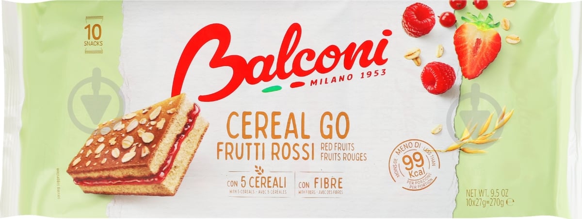 Бисквит Balconi Cereal Go с фруктами 270 г - фото 1