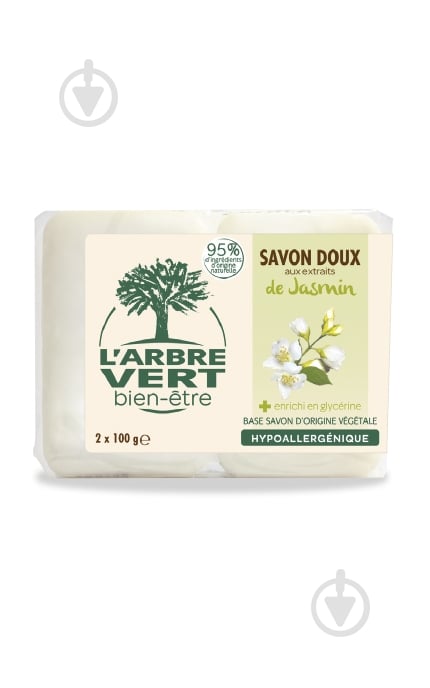 Мило L'Arbre Vert з натуральним екстрактом жасміну 100 г 2 шт./уп. - фото 1
