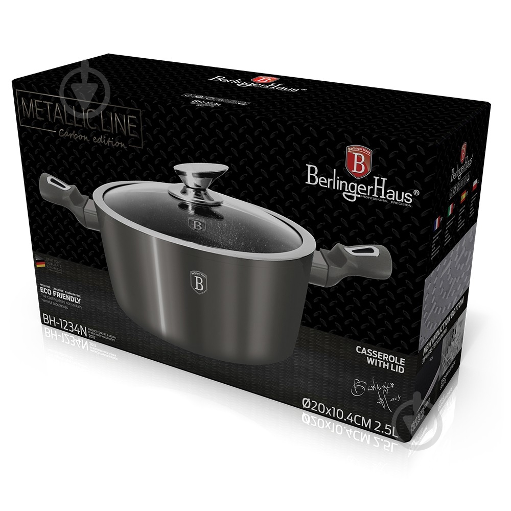 Кастрюля с крышкой Berlinger Haus Metallic Line CARBON Edition 2,2 л BH 1234N - фото 2